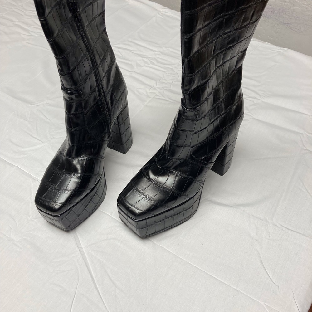 NEW Jeffrey Campbell Platform Boot Croc 8 Black - Picture 4 of 10